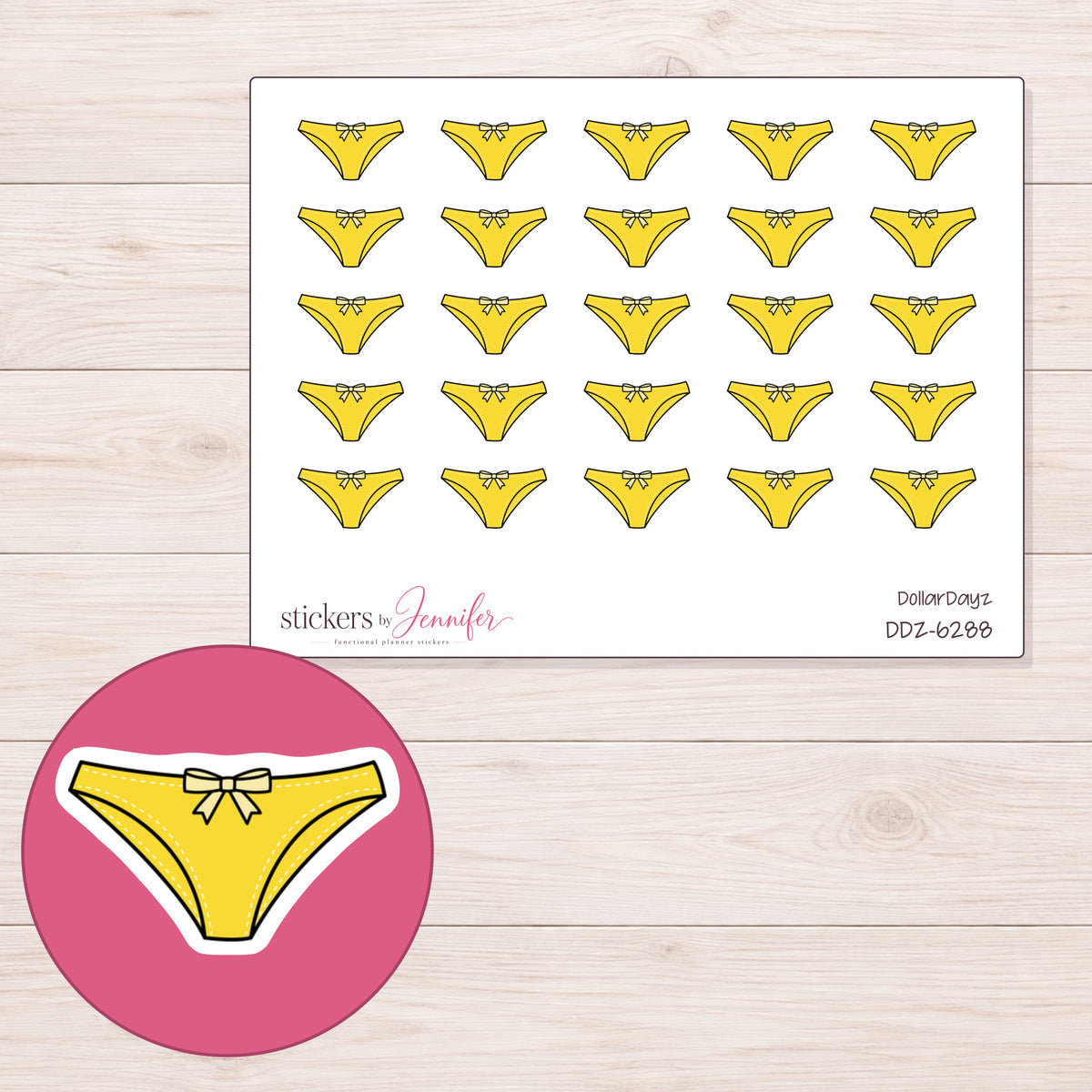 DDZ-6288 planner sticker sheet with enlarged sticker detail