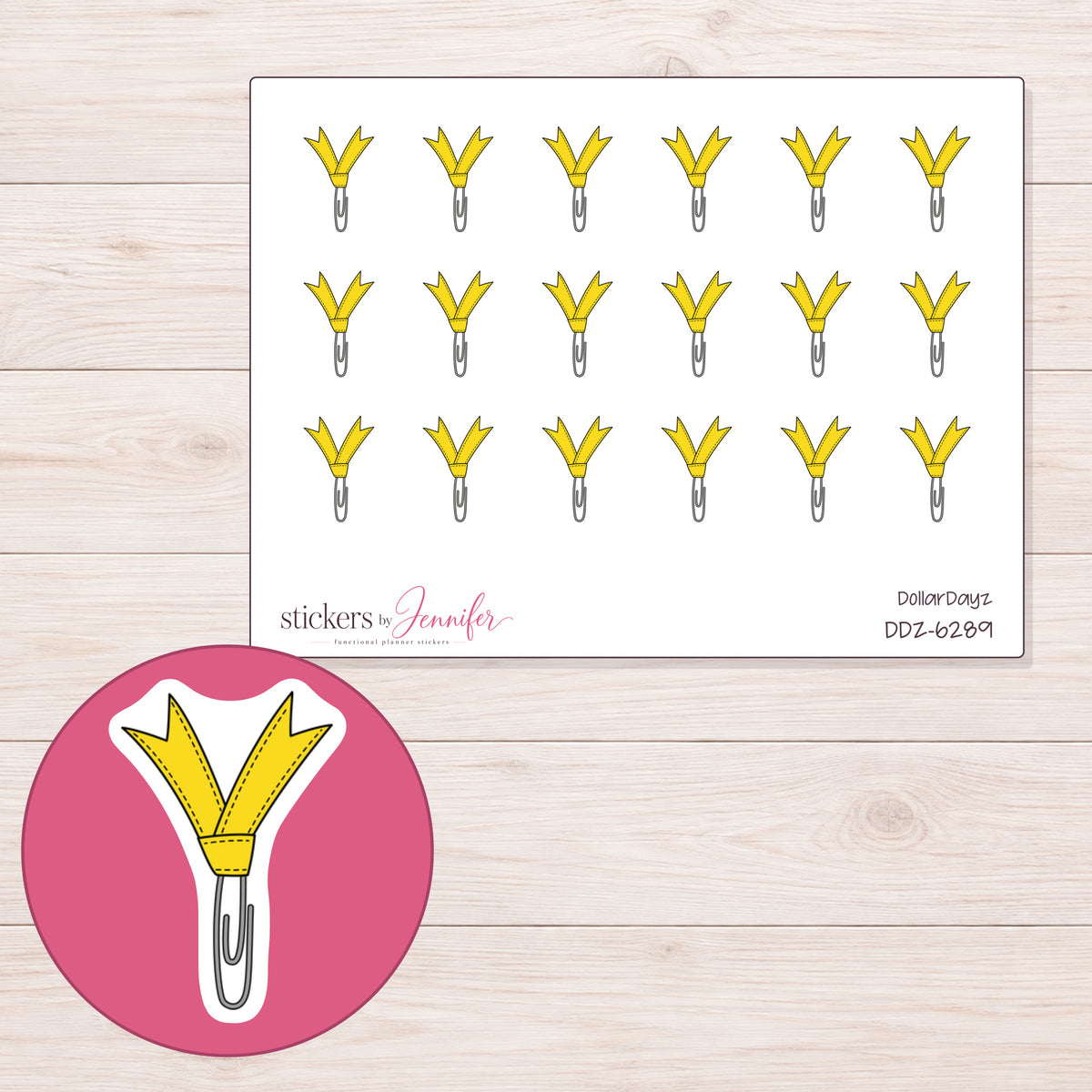 DDZ-6289 planner sticker sheet with enlarged sticker detail