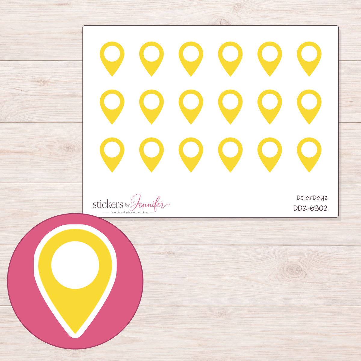 DDZ-6302 planner sticker sheet with enlarged sticker detail