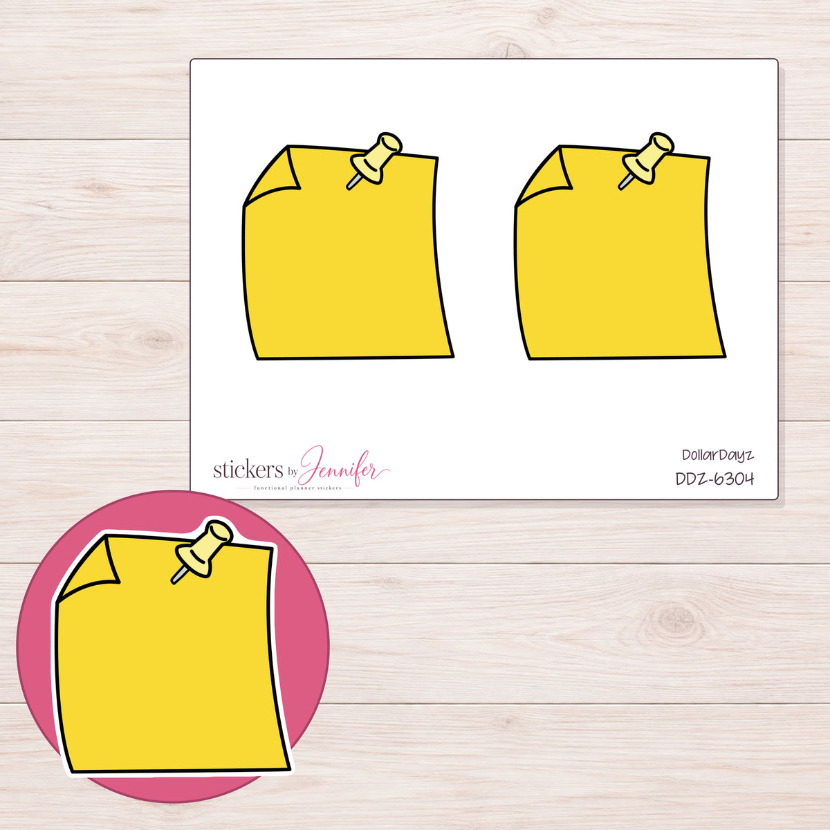 DDZ-6304 planner sticker sheet with enlarged sticker detail