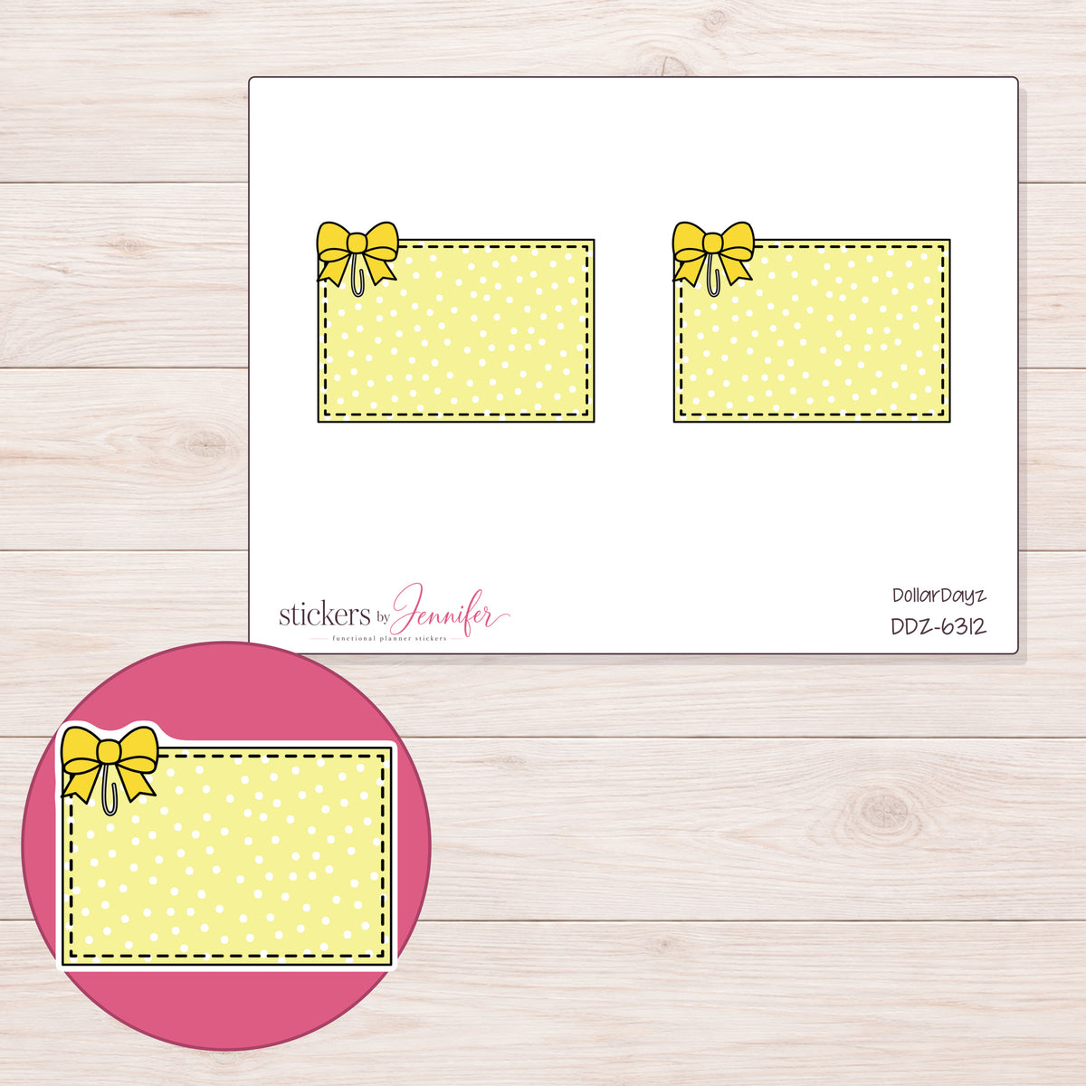 DDZ-6312 planner sticker sheet with enlarged sticker detail