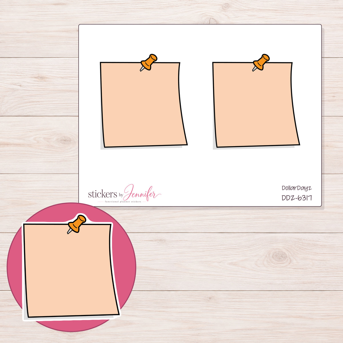 DDZ-6317 planner sticker sheet with enlarged sticker detail