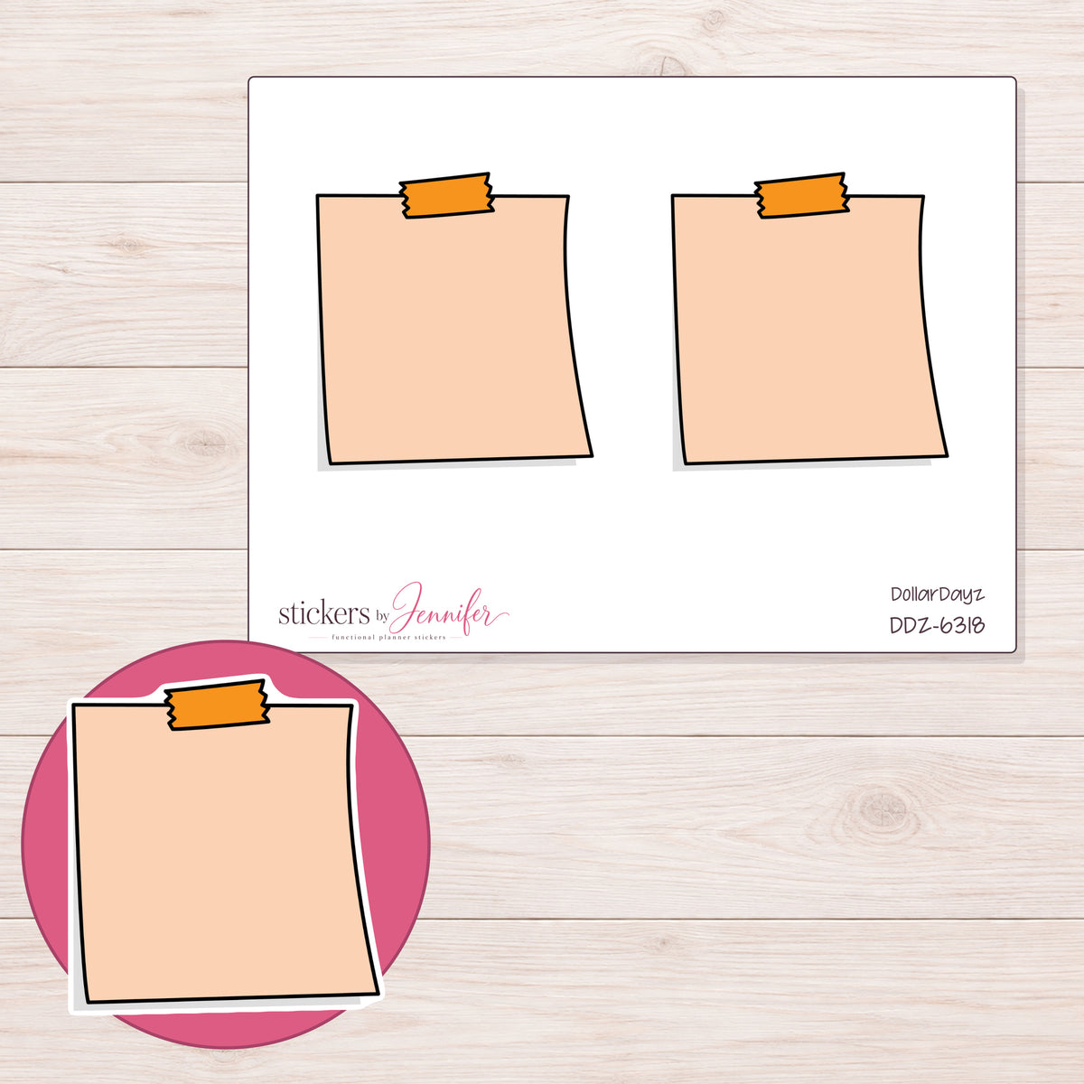 DDZ-6318 planner sticker sheet with enlarged sticker detail