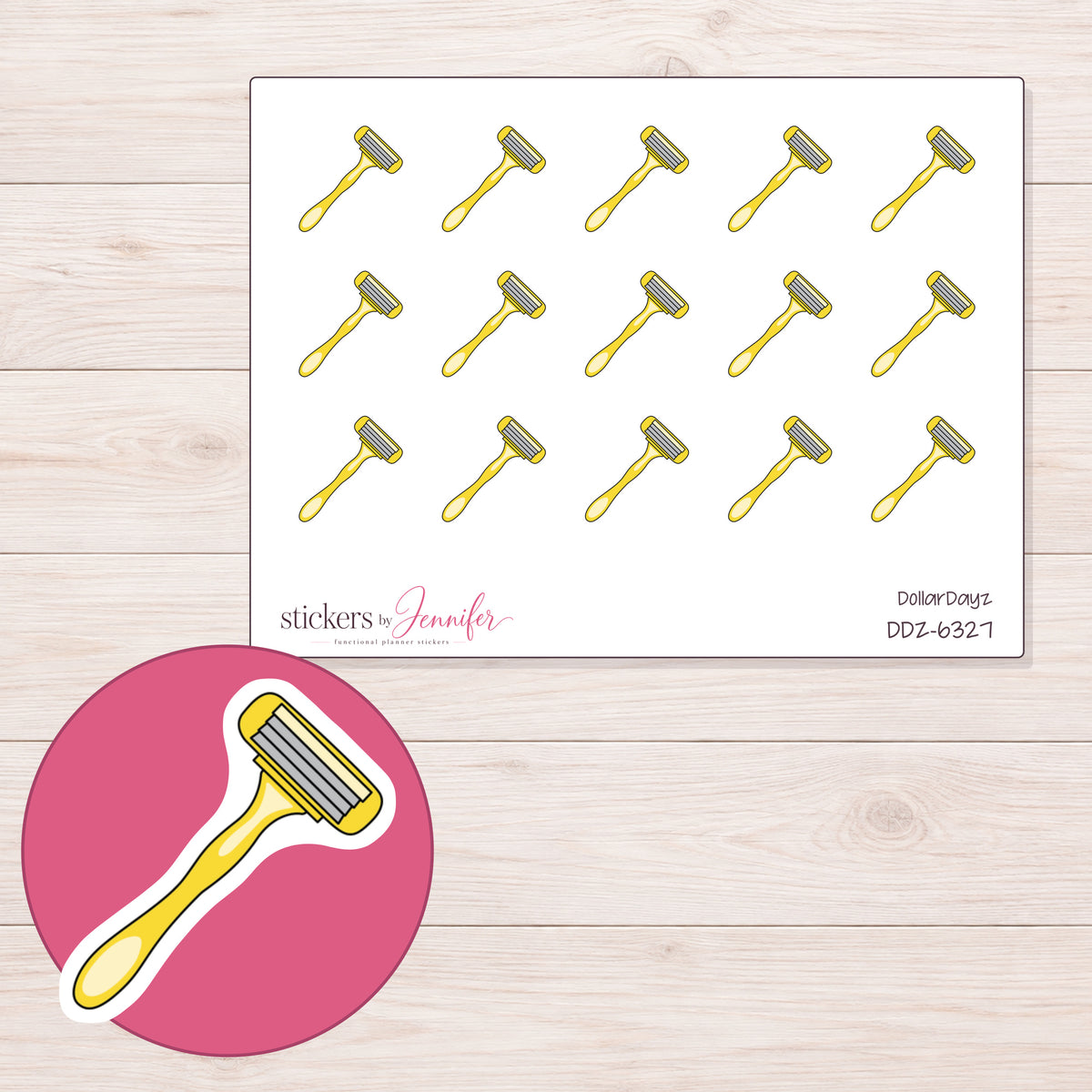 DDZ-6327 planner sticker sheet with enlarged sticker detail