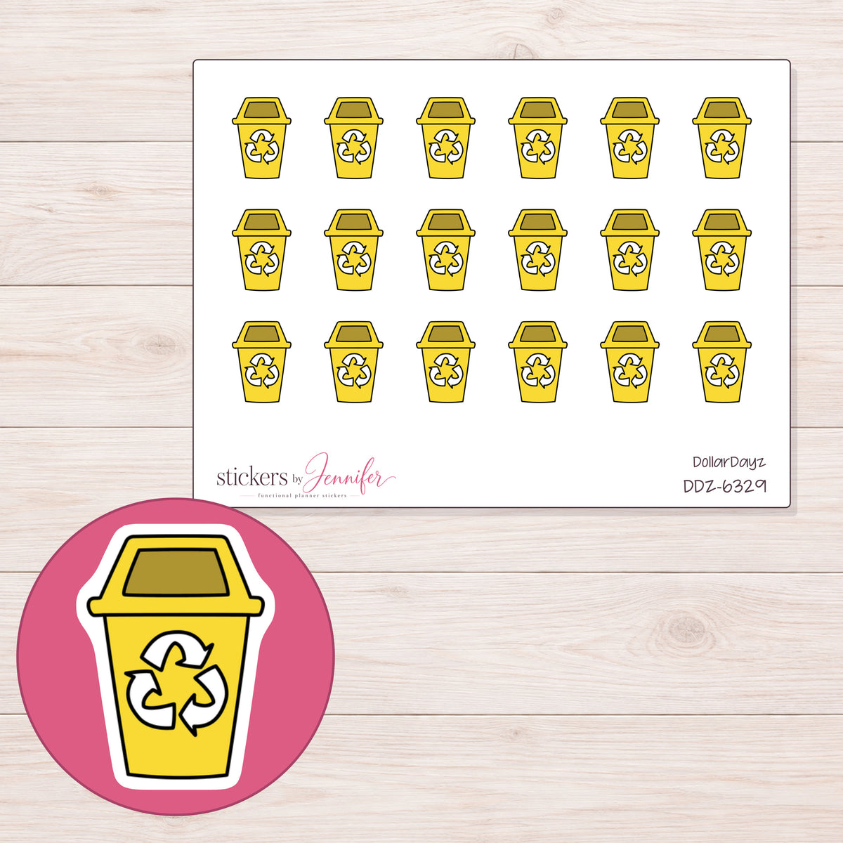 DDZ-6329 planner sticker sheet with enlarged sticker detail