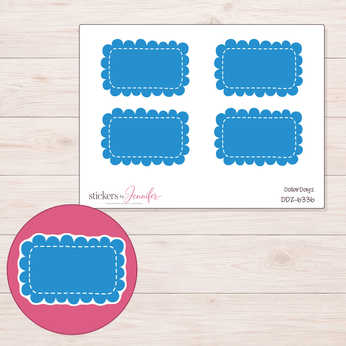 DDZ-6336 planner sticker sheet with enlarged sticker detail