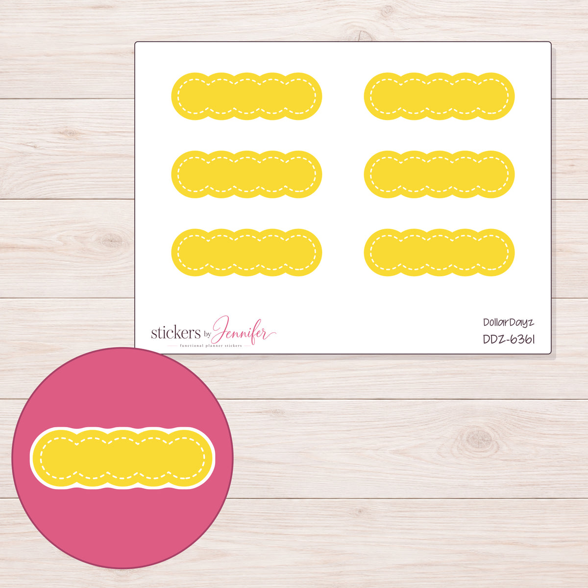 DDZ-6361 planner sticker sheet with enlarged sticker detail