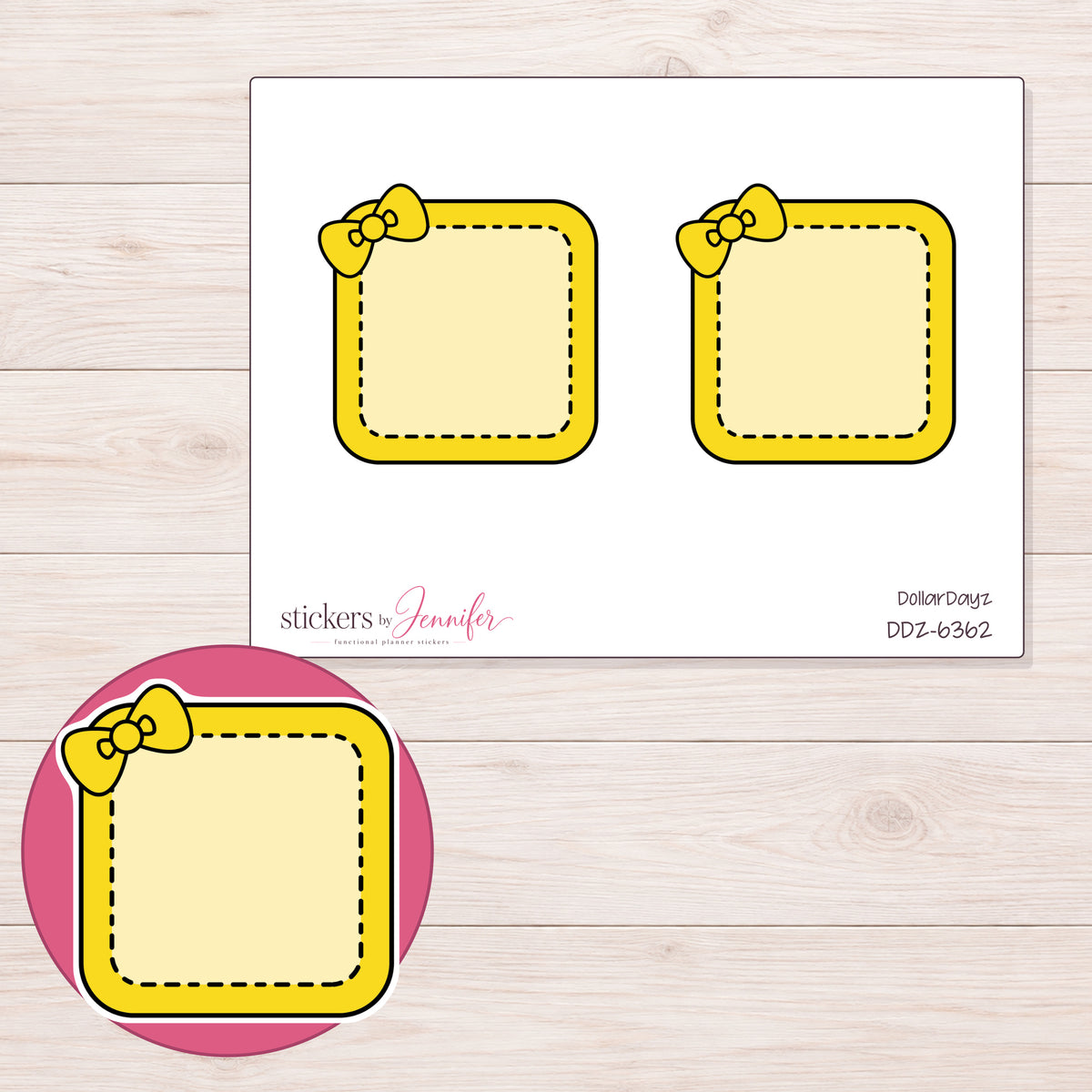 DDZ-6362 planner sticker sheet with enlarged sticker detail