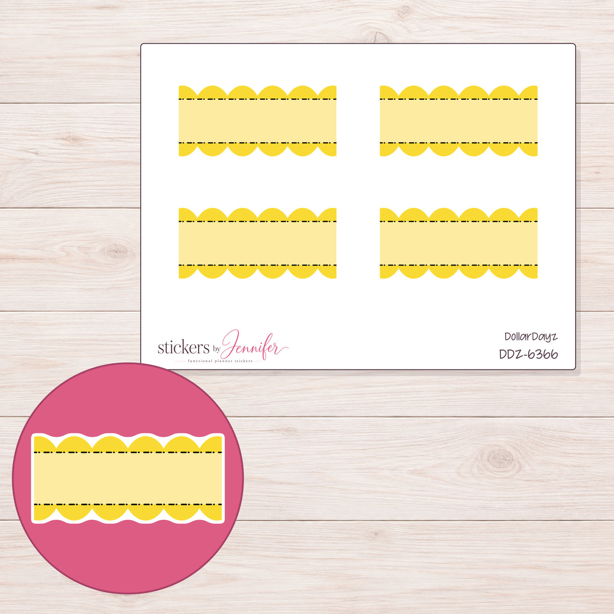 DDZ-6366 planner sticker sheet with enlarged sticker detail