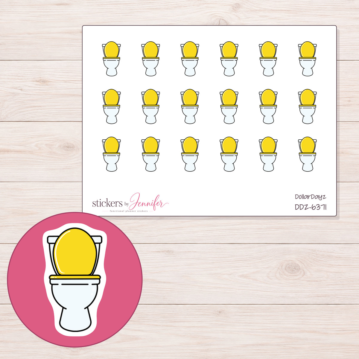 DDZ-6371 planner sticker sheet with enlarged sticker detail