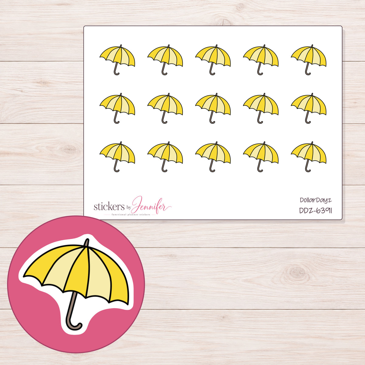 DDZ-6391 planner sticker sheet with enlarged sticker detail