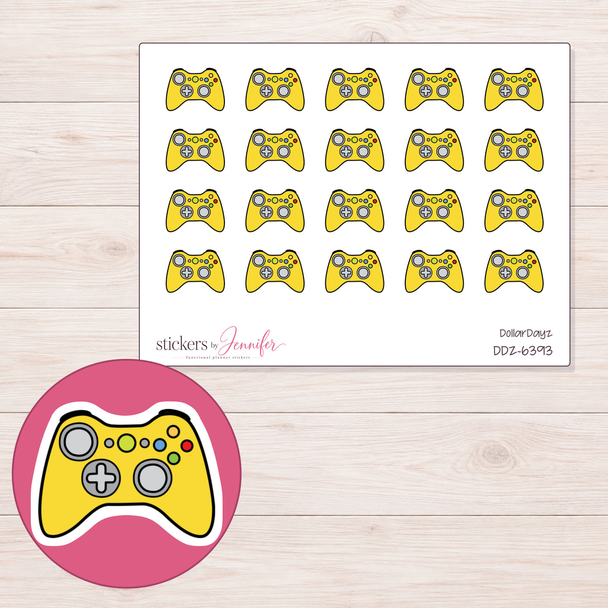DDZ-6393 planner sticker sheet with enlarged sticker detail