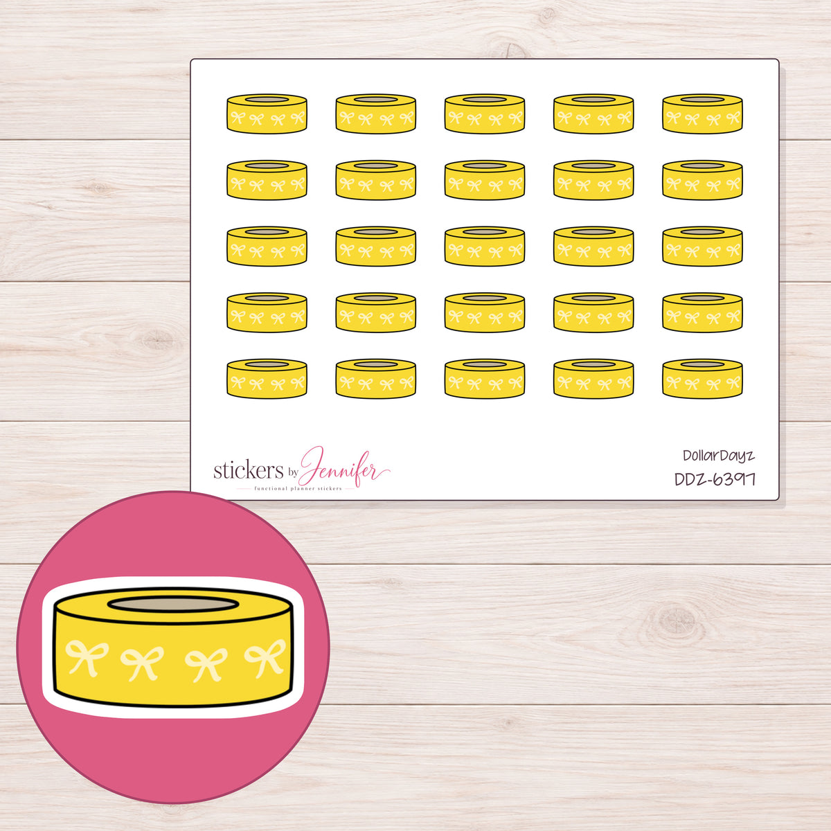 DDZ-6397 planner sticker sheet with enlarged sticker detail