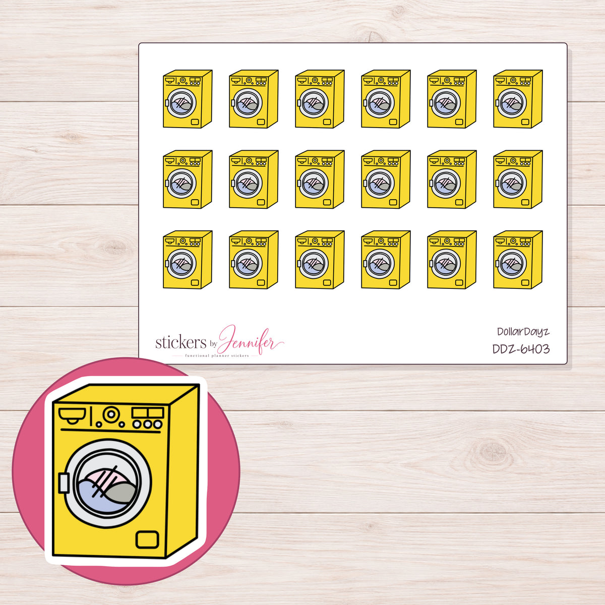 DDZ-6403 planner sticker sheet with enlarged sticker detail