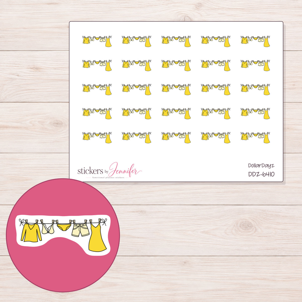 DDZ-6410 planner sticker sheet with enlarged sticker detail