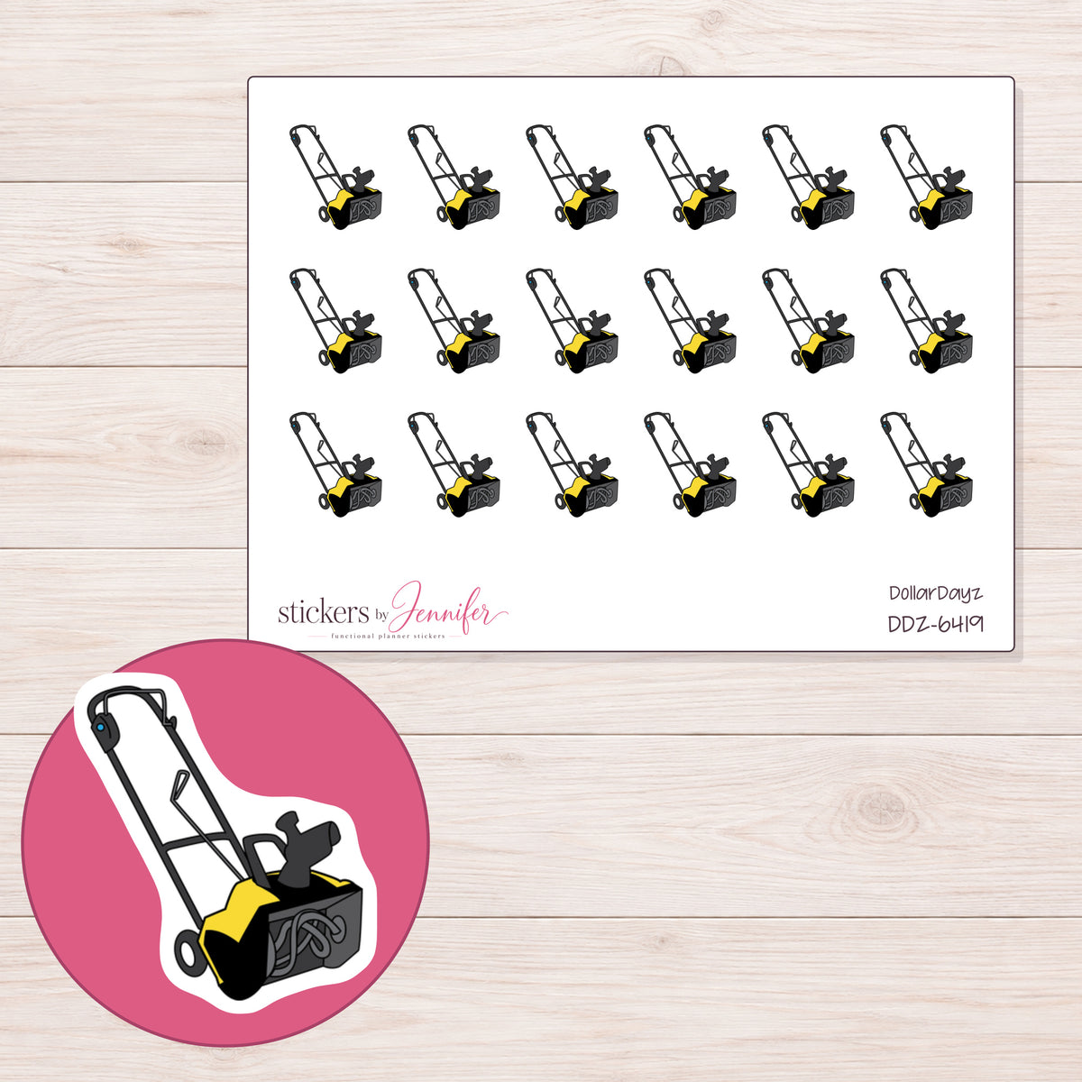 DDZ-6419 planner sticker sheet with enlarged sticker detail