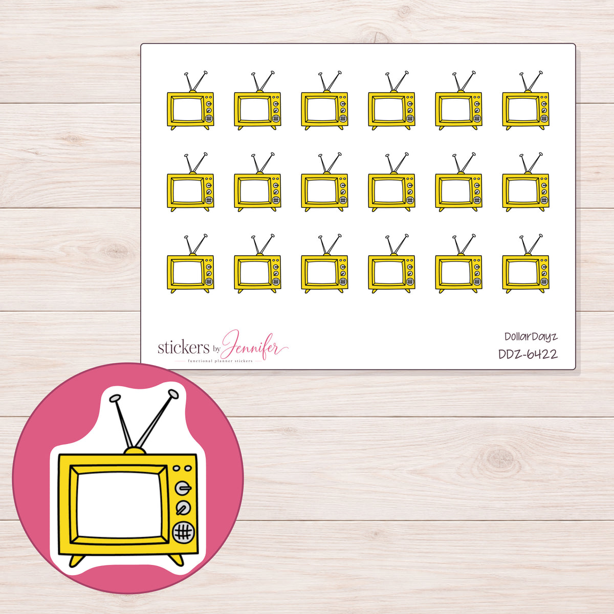 DDZ-6422 planner sticker sheet with enlarged sticker detail