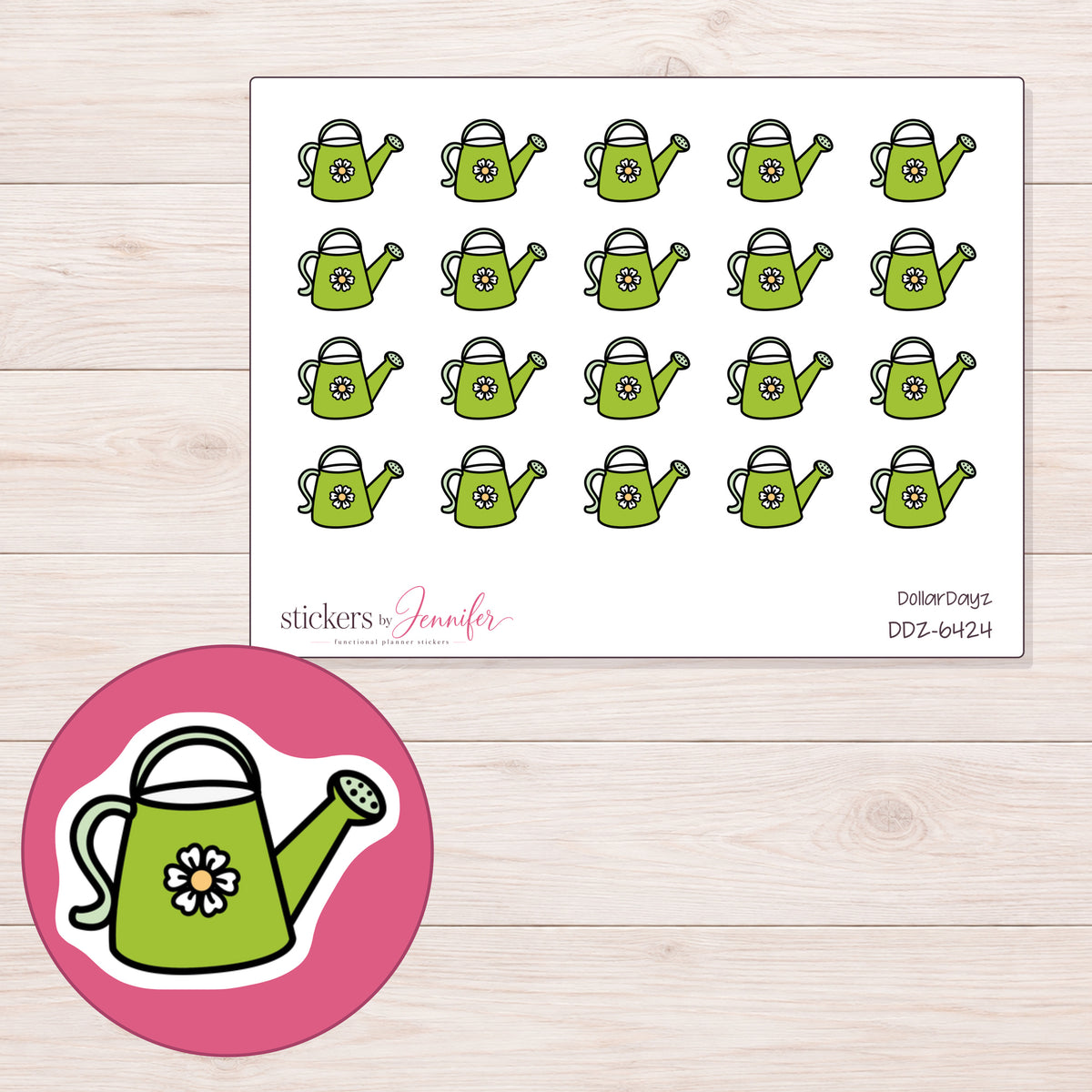 DDZ-6424 planner sticker sheet with enlarged sticker detail