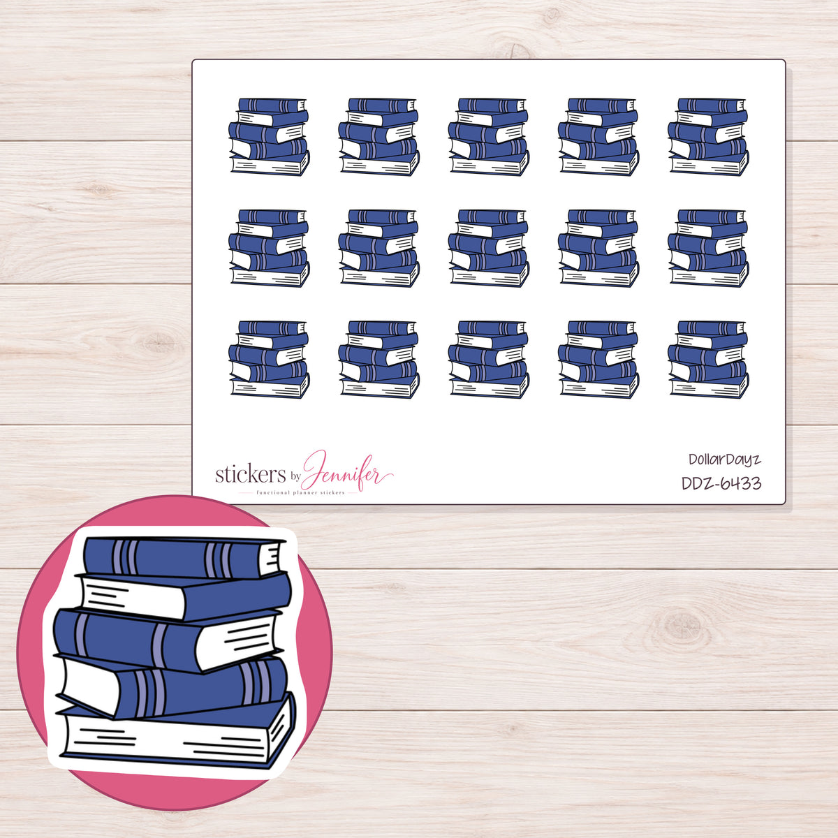 DDZ-6433 planner sticker sheet with enlarged sticker detail