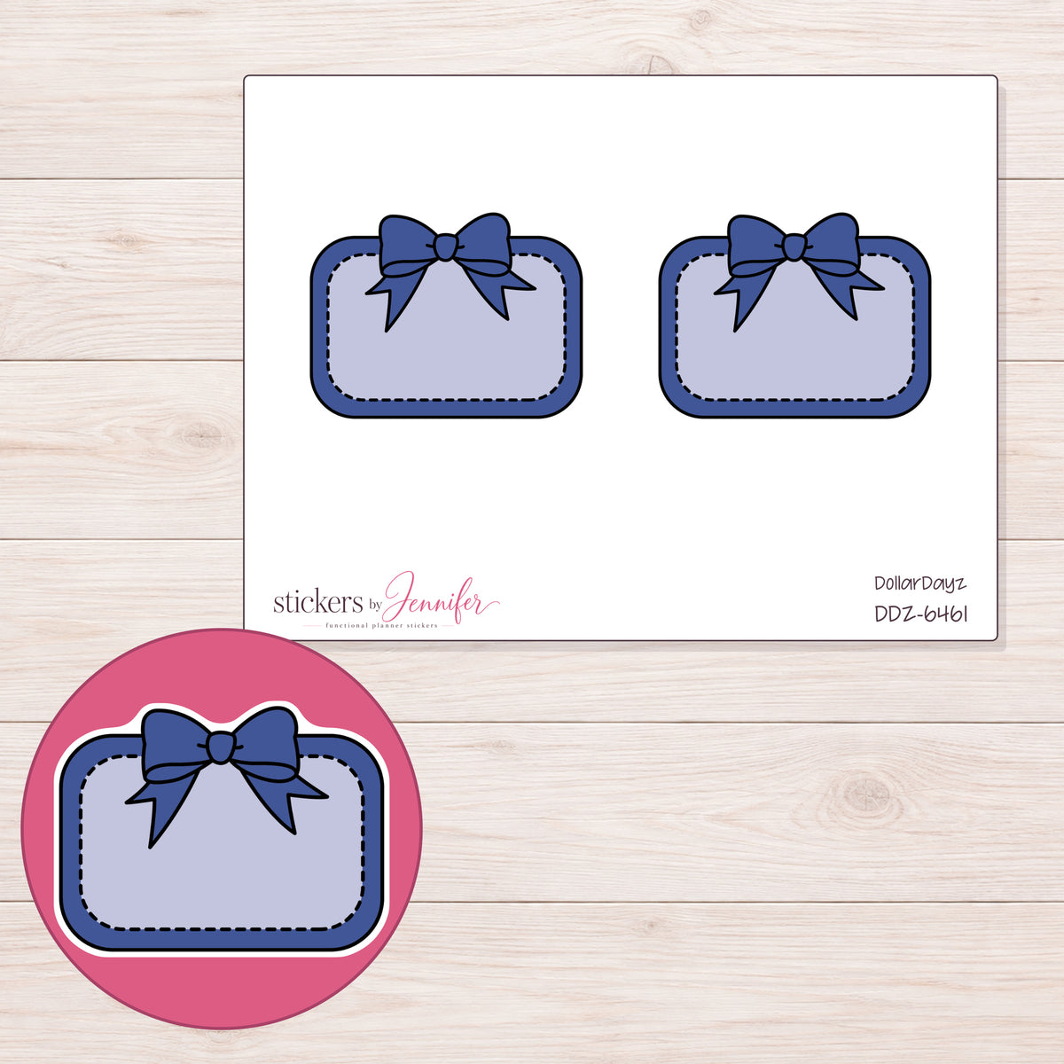DDZ-6461 planner sticker sheet with enlarged sticker detail