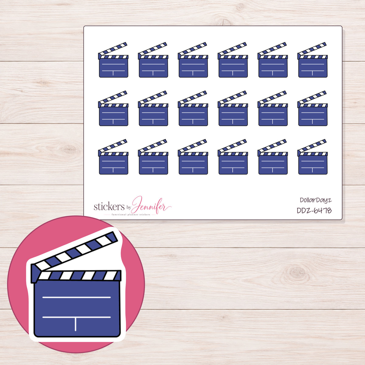 DDZ-6478 planner sticker sheet with enlarged sticker detail