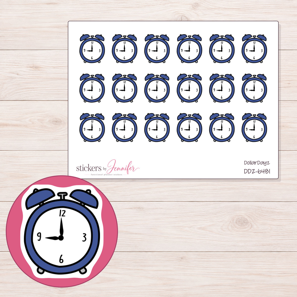 DDZ-6481 planner sticker sheet with enlarged sticker detail