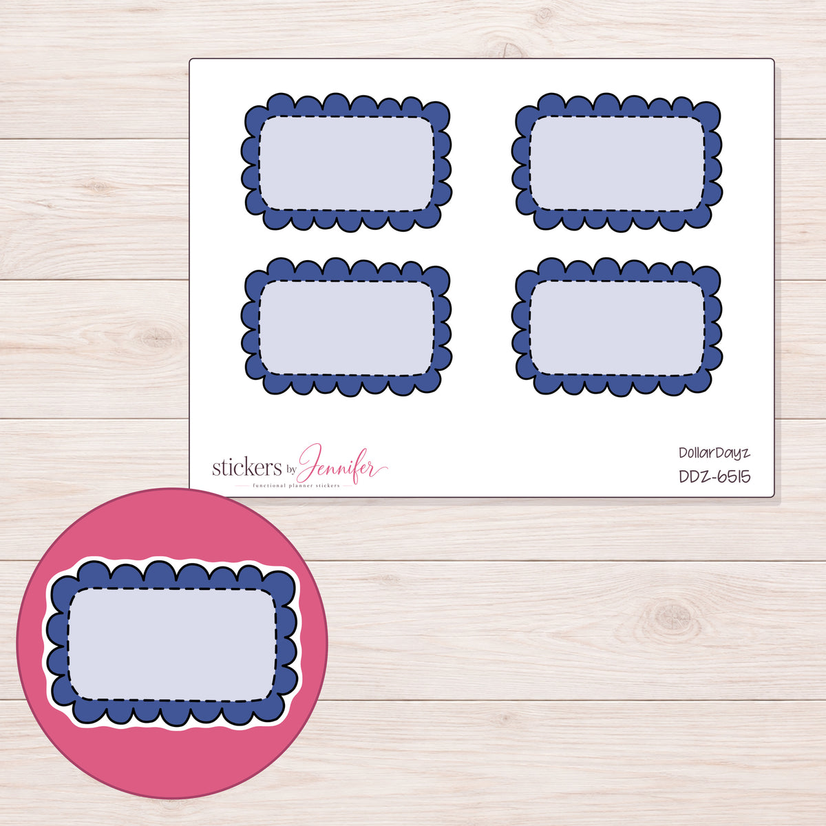 DDZ-6515 planner sticker sheet with enlarged sticker detail
