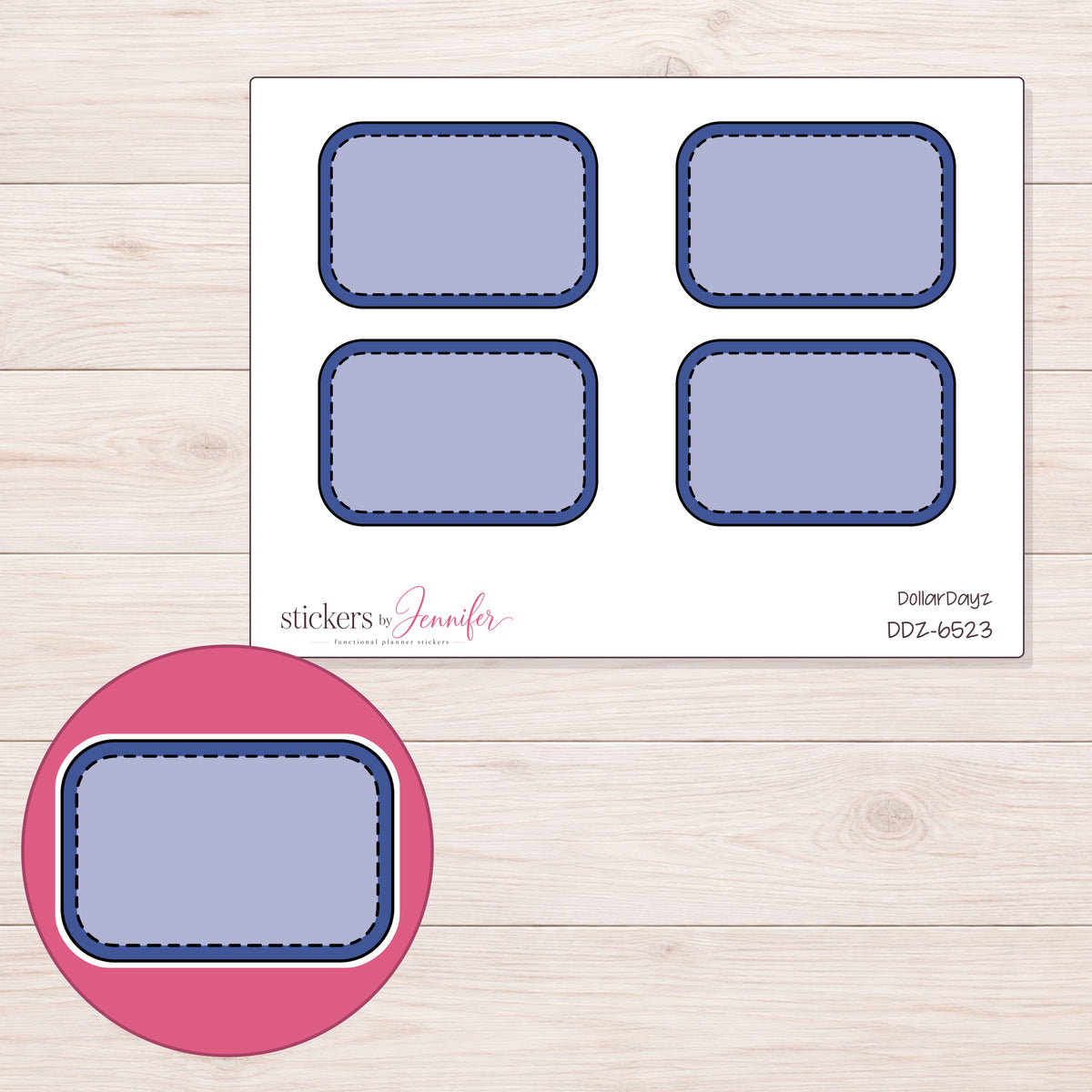 DDZ-6523 planner sticker sheet with enlarged sticker detail