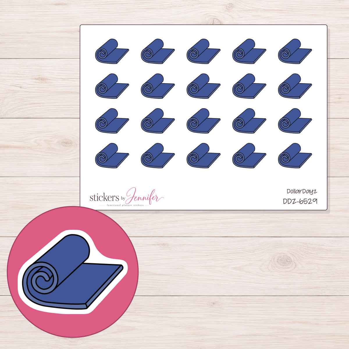 DDZ-6529 planner sticker sheet with enlarged sticker detail