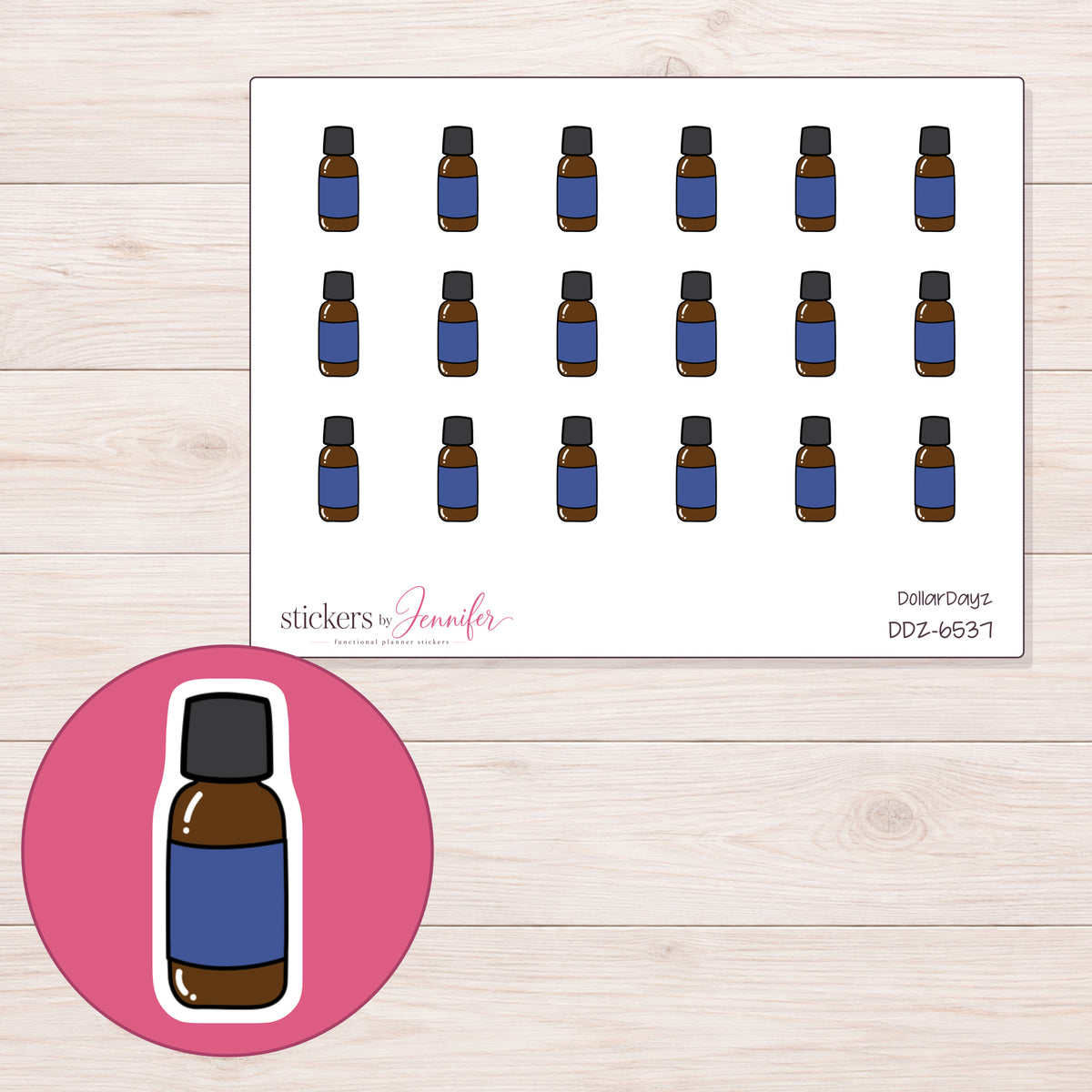 DDZ-6537 planner sticker sheet with enlarged sticker detail