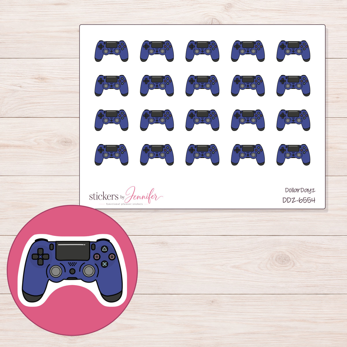 DDZ-6554 planner sticker sheet with enlarged sticker detail