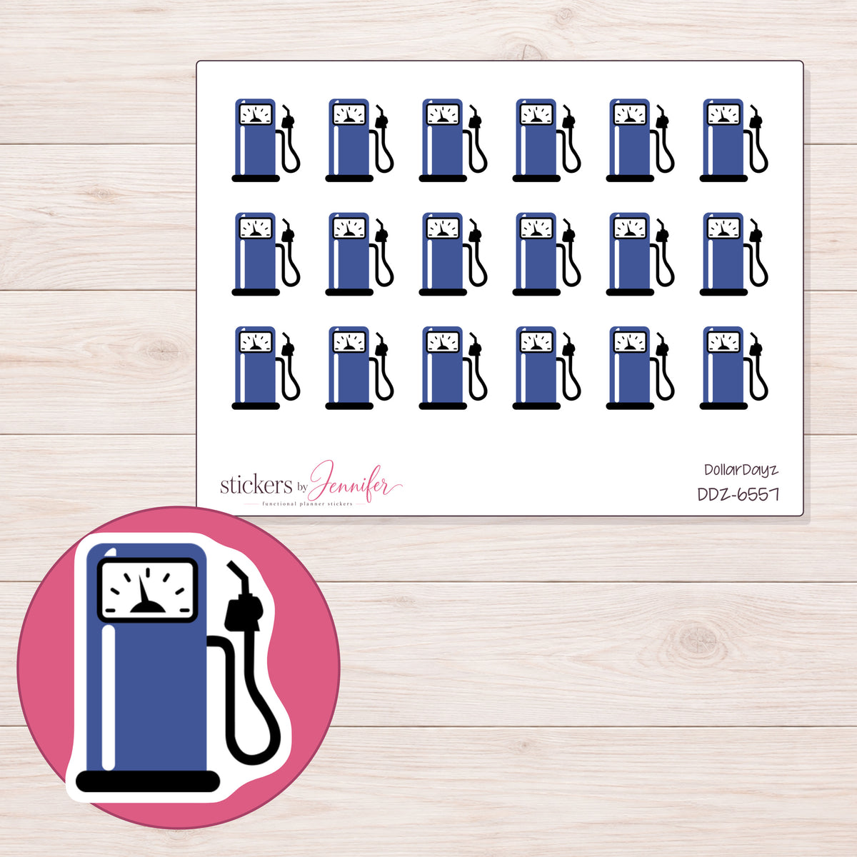 DDZ-6557 planner sticker sheet with enlarged sticker detail