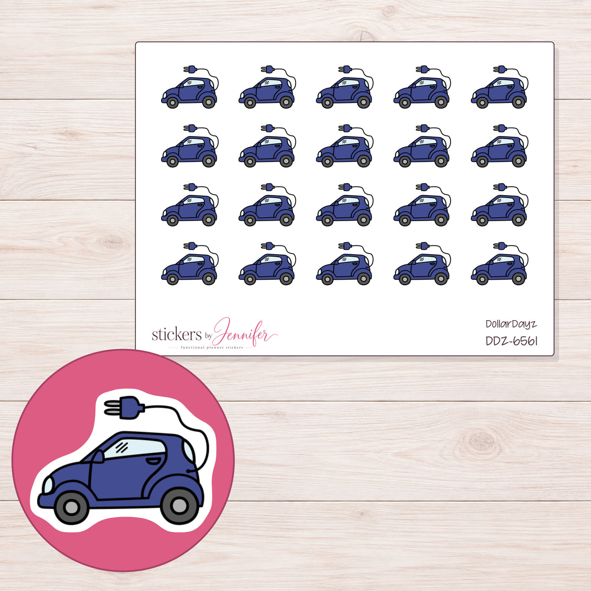 DDZ-6561 planner sticker sheet with enlarged sticker detail
