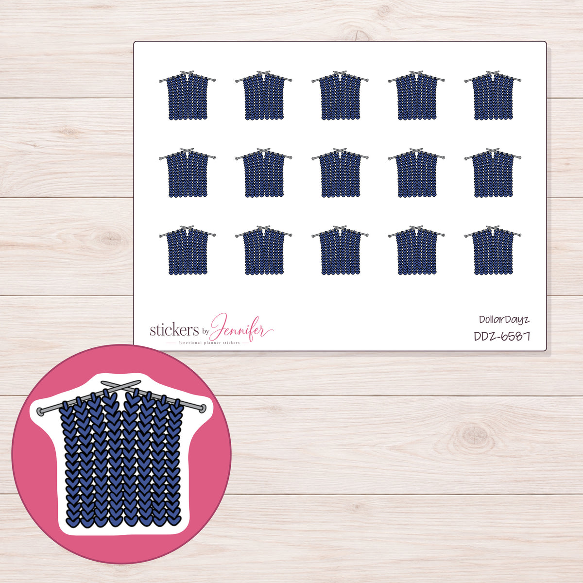 DDZ-6587 planner sticker sheet with enlarged sticker detail