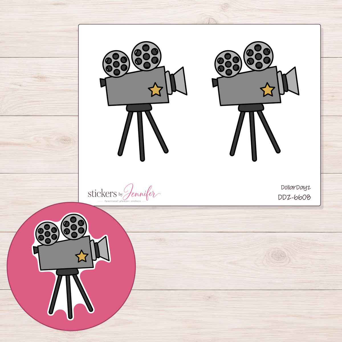 DDZ-6608 planner sticker sheet with enlarged sticker detail