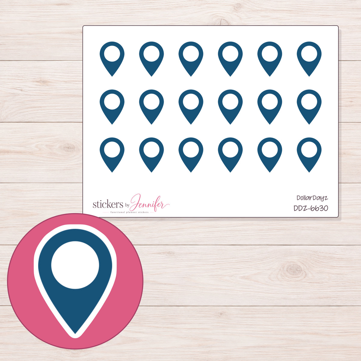 DDZ-6630 planner sticker sheet with enlarged sticker detail