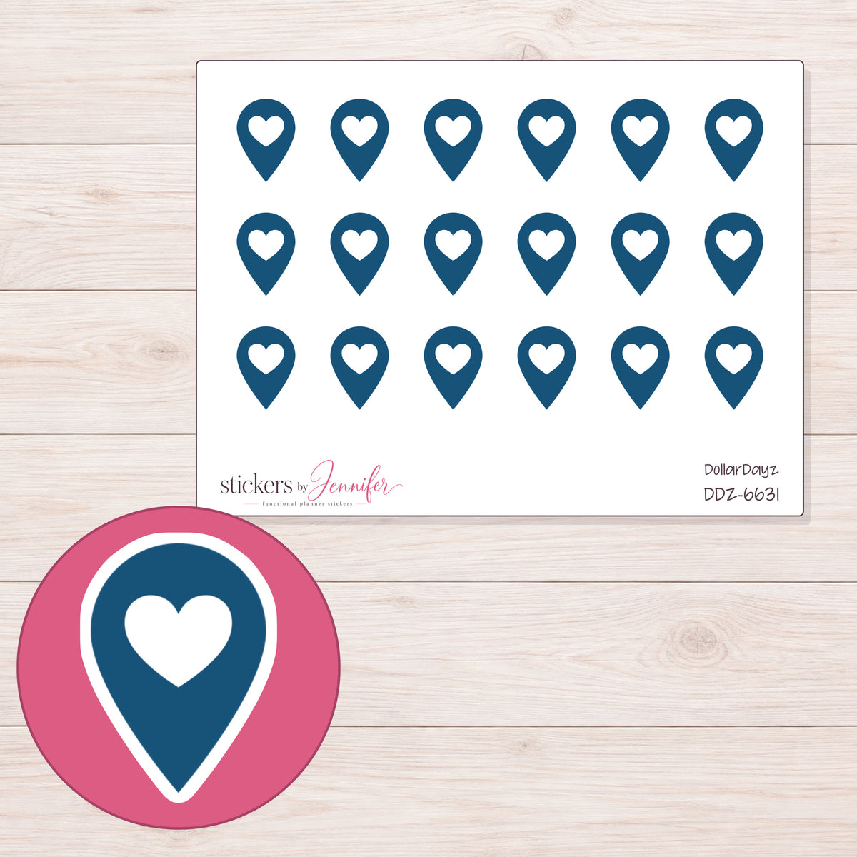 DDZ-6631 planner sticker sheet with enlarged sticker detail