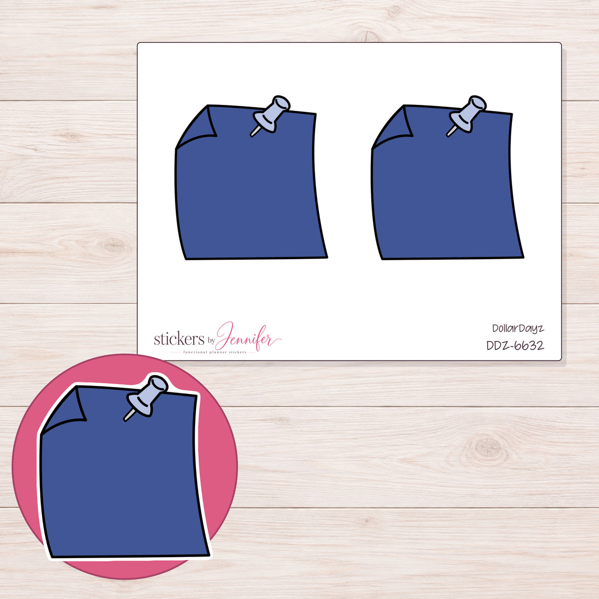 DDZ-6632 planner sticker sheet with enlarged sticker detail