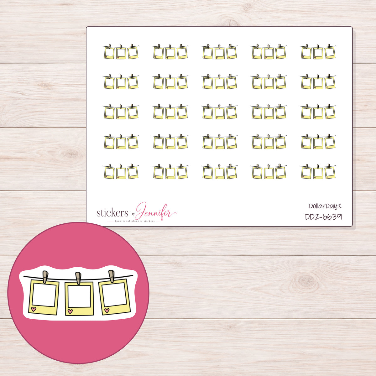 DDZ-6639 planner sticker sheet with enlarged sticker detail