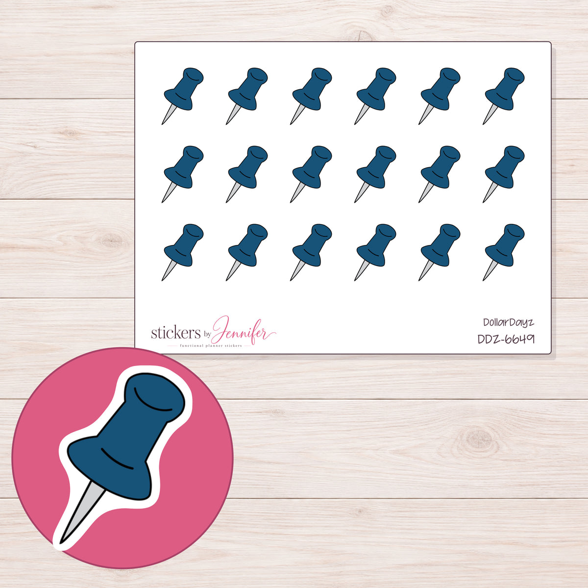 DDZ-6649 planner sticker sheet with enlarged sticker detail