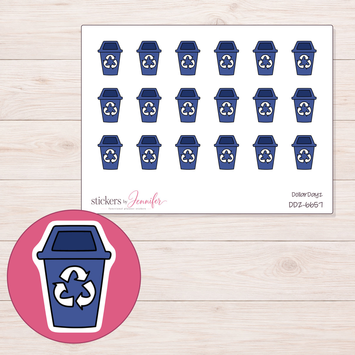 DDZ-6657 planner sticker sheet with enlarged sticker detail