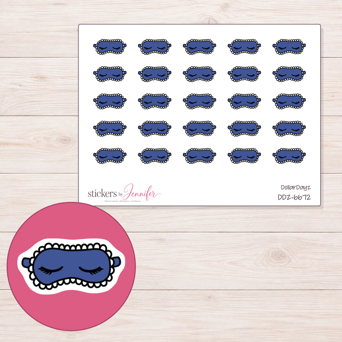 DDZ-6672 planner sticker sheet with enlarged sticker detail