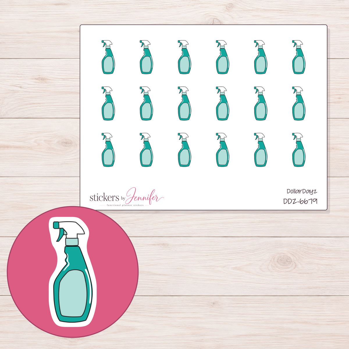DDZ-6679 planner sticker sheet with enlarged sticker detail