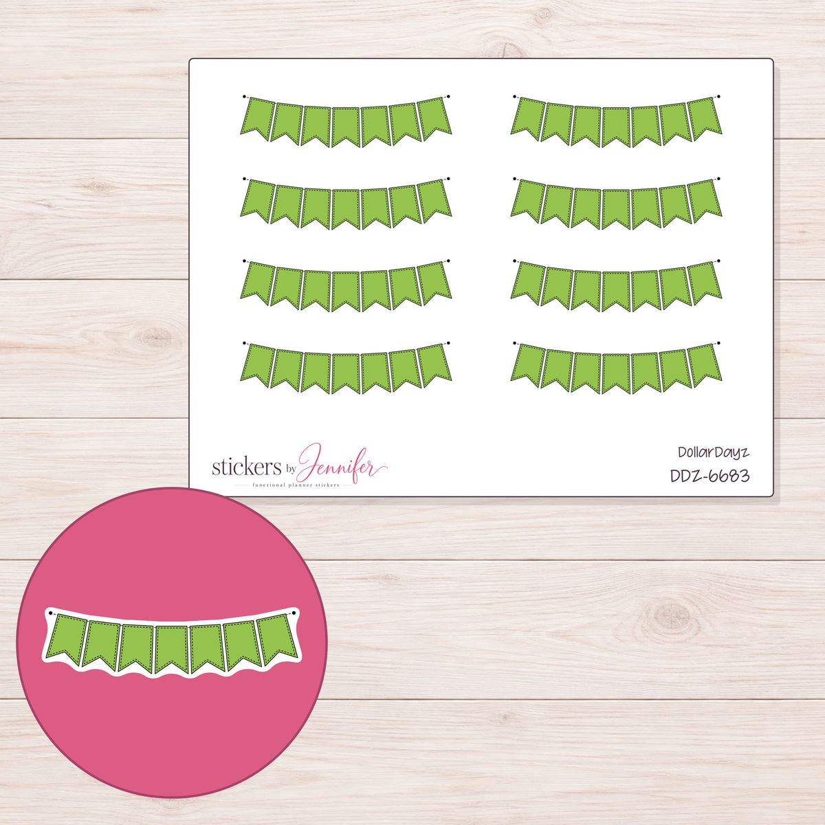DDZ-6683 planner sticker sheet with enlarged sticker detail