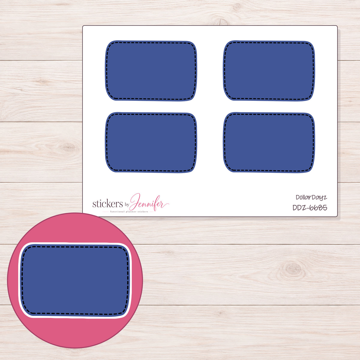DDZ-6685 planner sticker sheet with enlarged sticker detail