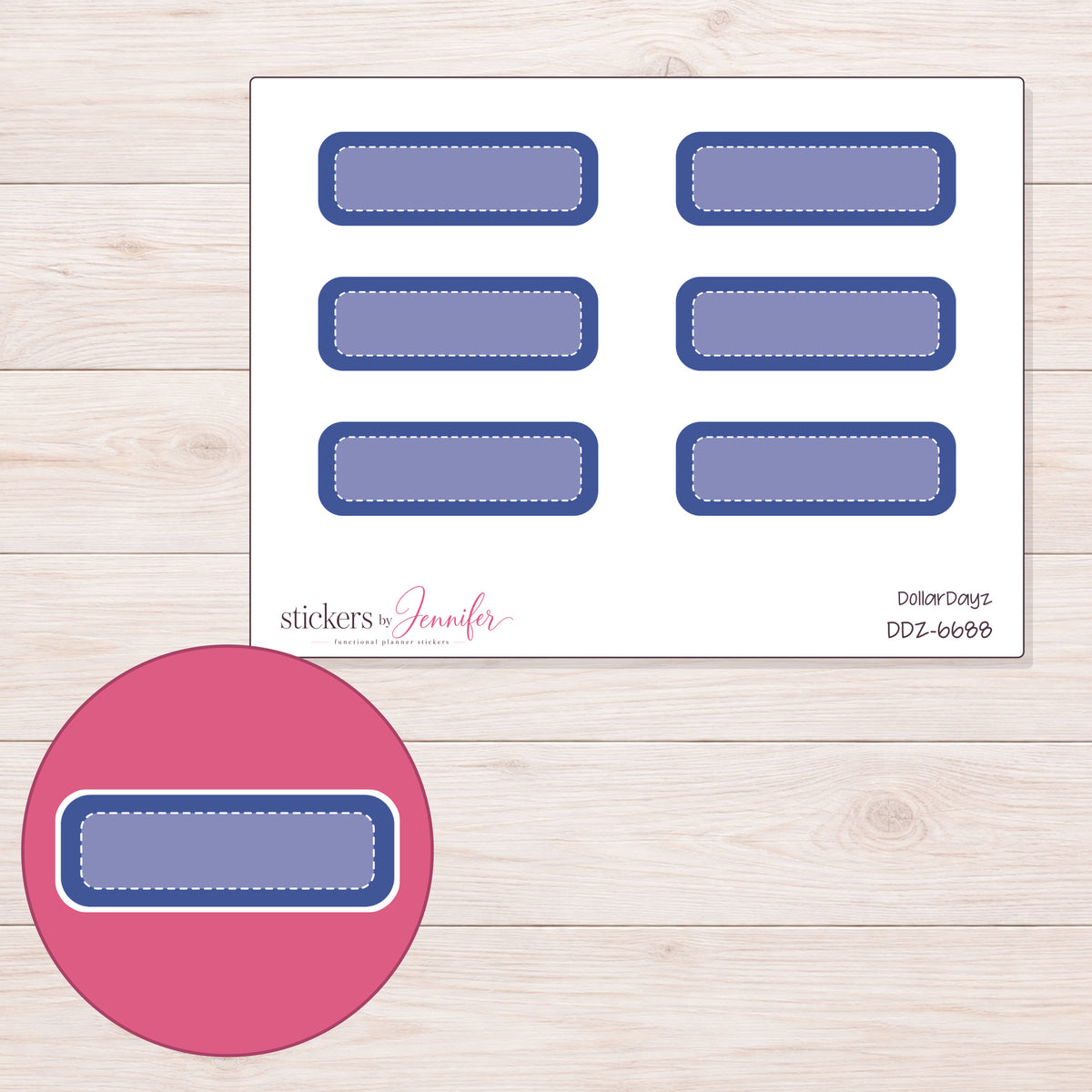 DDZ-6688 planner sticker sheet with enlarged sticker detail