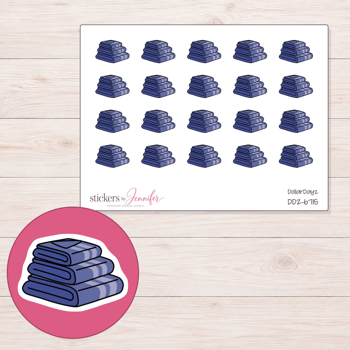 DDZ-6715 planner sticker sheet with enlarged sticker detail