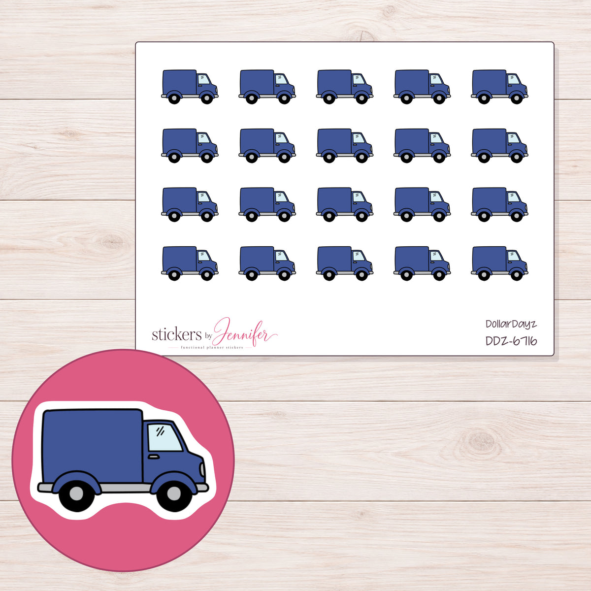 DDZ-6716 planner sticker sheet with enlarged sticker detail