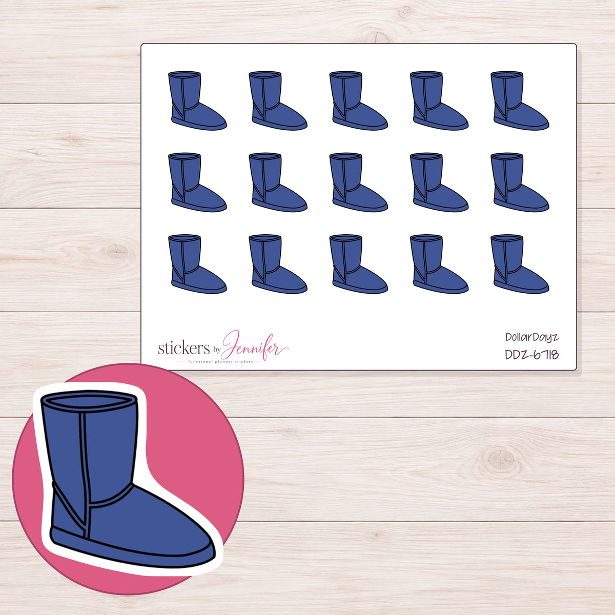 DDZ-6718 planner sticker sheet with enlarged sticker detail