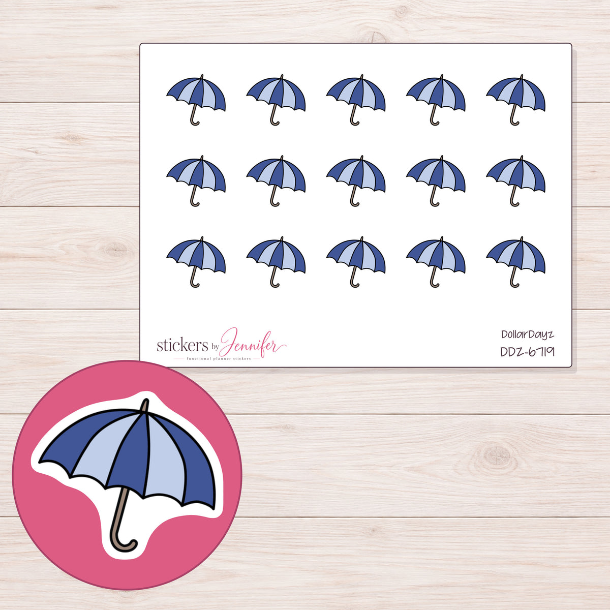 DDZ-6719 planner sticker sheet with enlarged sticker detail